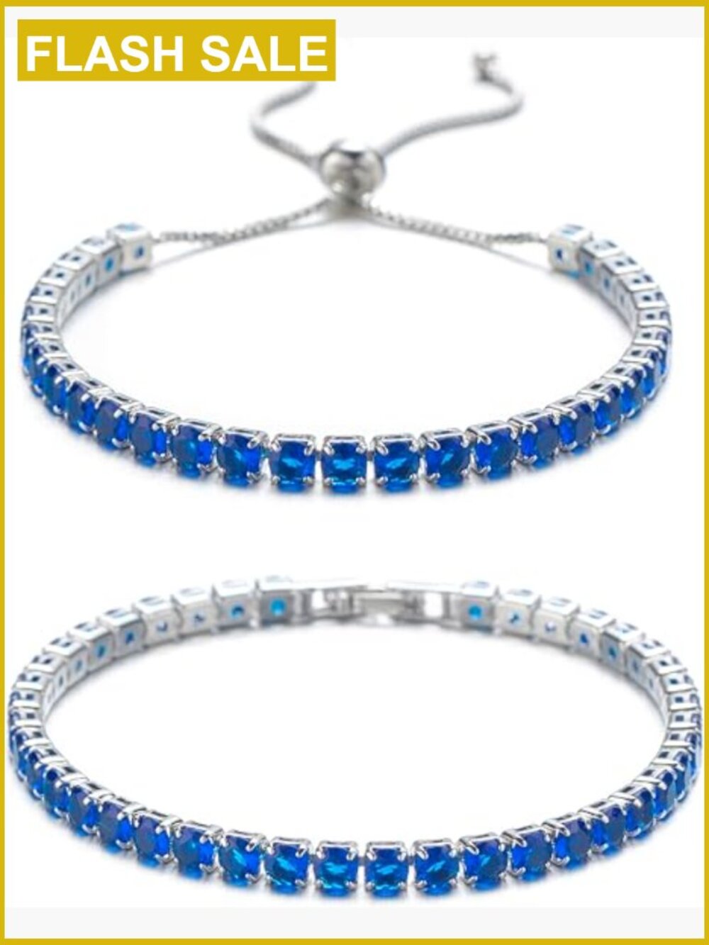 Stainless Steel Tennis Bracelet with Sapphire Stones, Birthstone Jewelry,